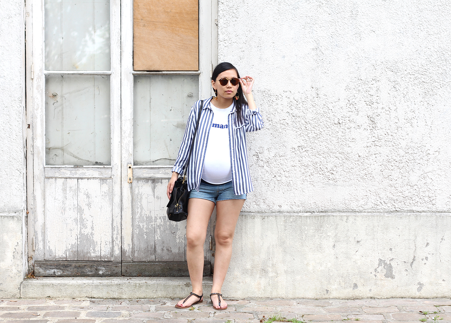 petite and so what - chemisier raye et short en jeans 1